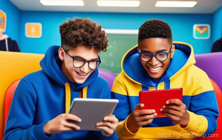 학생의 학습 동기를 높이는 앱 추천 - **Gamified Learning Adventure:**
    A vibrant and energetic scene featuring a diverse group of teen...
